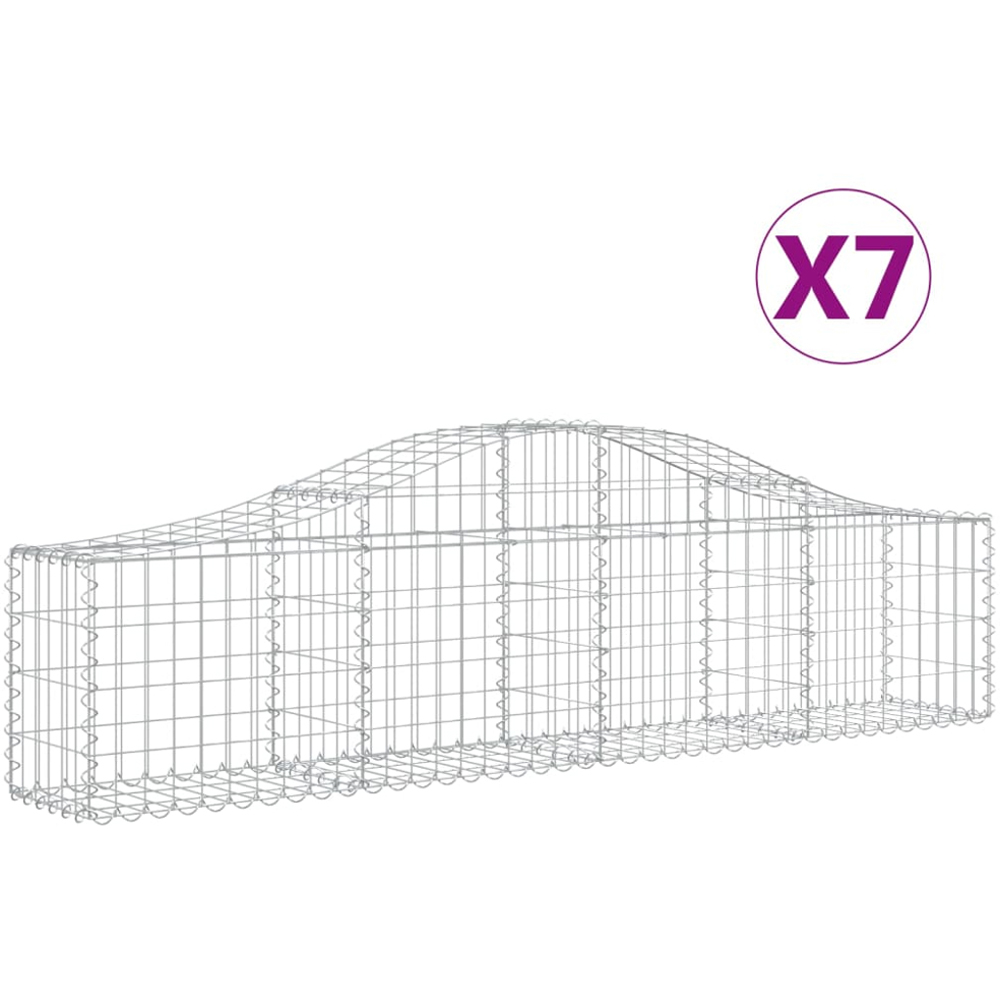 vidaXL Silver Galvanised Iron Arched Gabion Basket 200 x 30 x 40/60cm 7 Pack Image 2