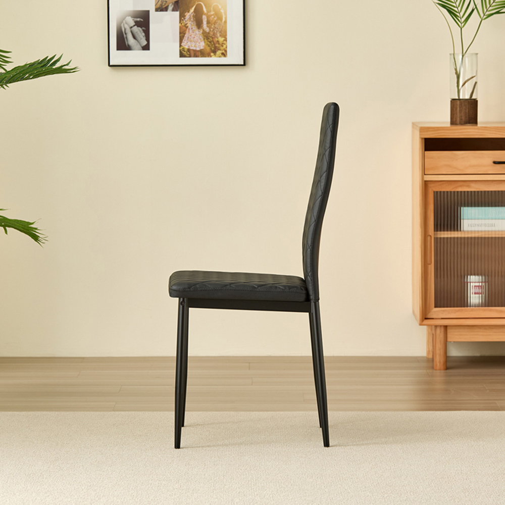 Indoor Living Emily Set of 4 Black Leather Dining Chair Image 4