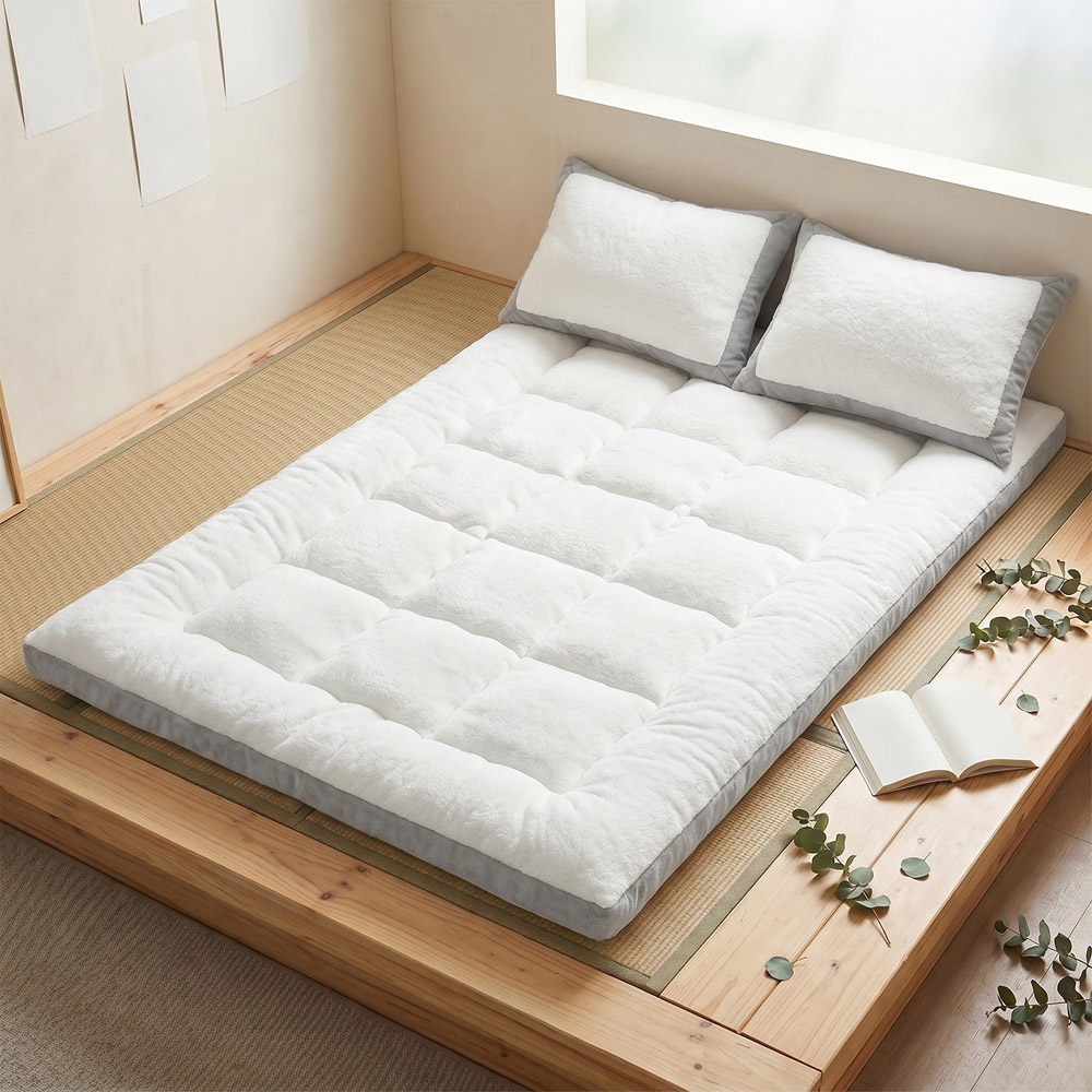 Living and Home King Size White and Grey Plush Quilted Mattress Topper Image 6