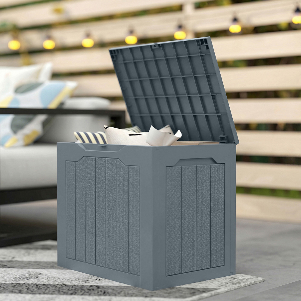Outsunny 93L Grey Plastic Garden Storage Box Image 4