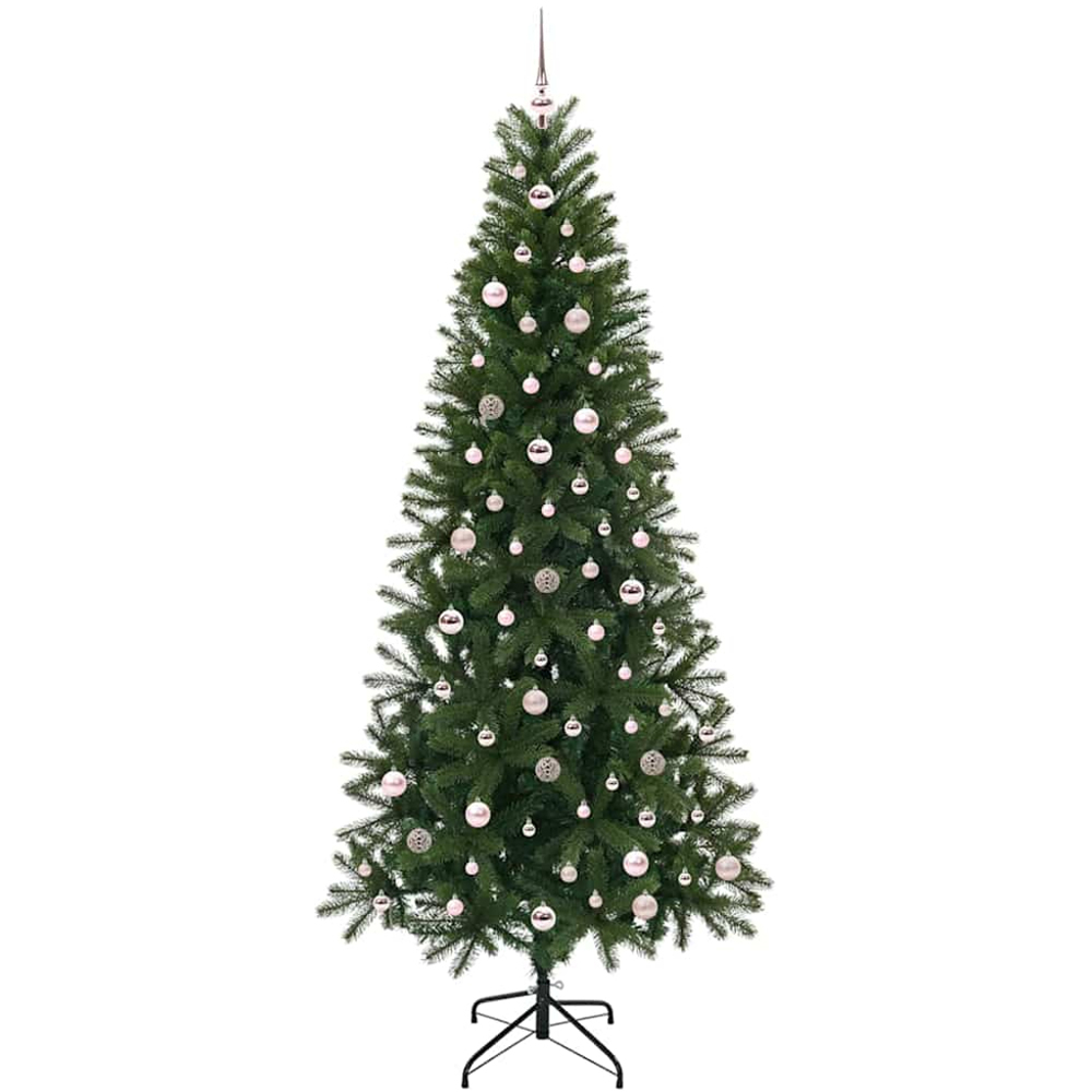 vidaXL Pre-Lit Pink Baubles Green Artificial Christmas Tree 8ft Image 4
