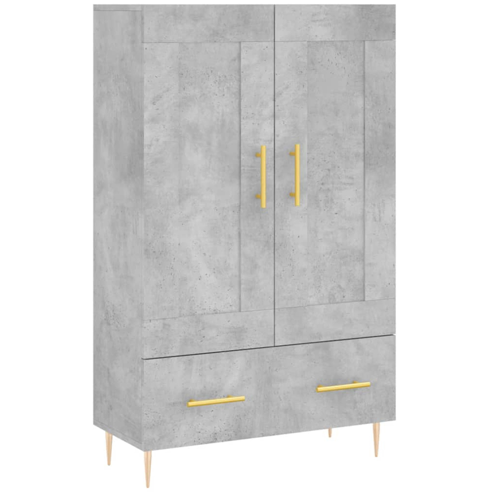 vidaXL 2 Door Single Drawer Concrete Grey Small Highboard Image 2