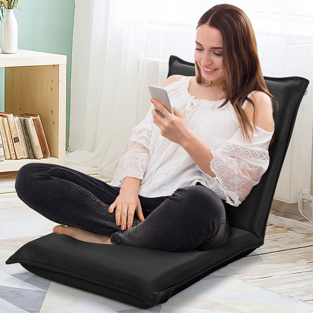 Costway Black Reclining Folding Floor Chair Image 1