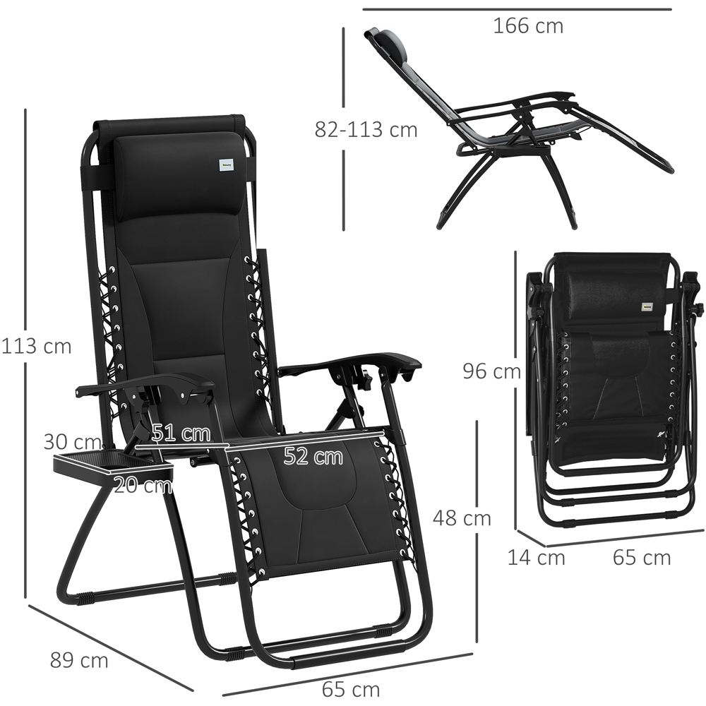 Outsunny Black Zero Gravity Folding Recliner Chair with Cup Holder Image 7