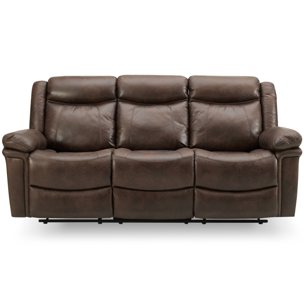 Home Detail Rowan 3 Seater Brown Faux Leather Manual Recliner Sofa Image 3