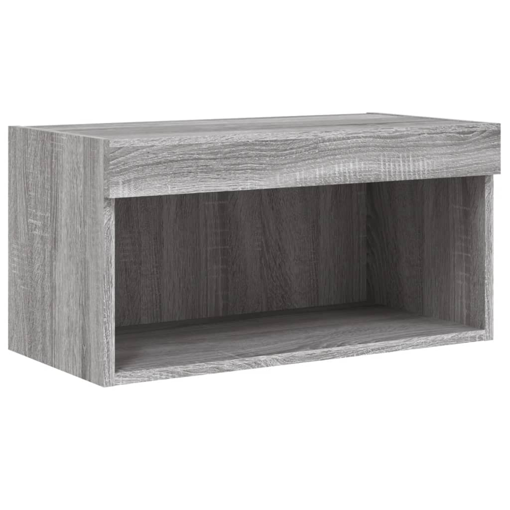 vidaXL Single Shelf Grey Sonoma Wall Mounted TV Cabinet with RGB LED Lights Image 2