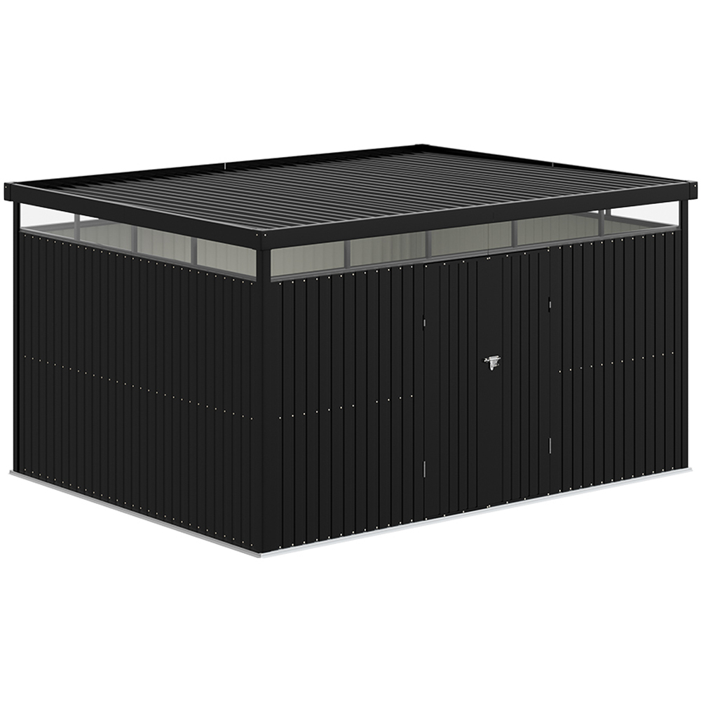 Living and Home 10 x 13ft Charcoal Black Garden Tool Storage Shed with Flat Roof Image 3
