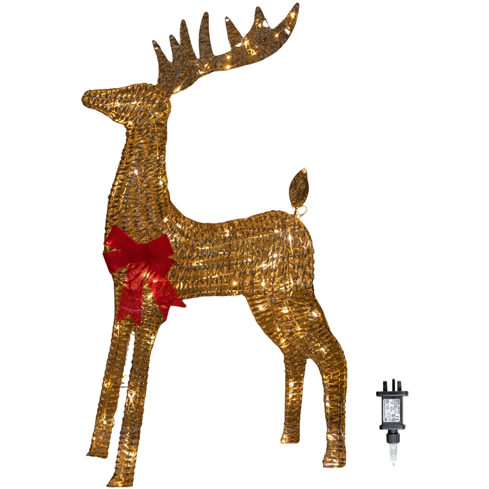 Samuel Alexander Warm White LED Light Up Gold Glitter Twist Reindeer Christmas Decoration 95cm Image 2