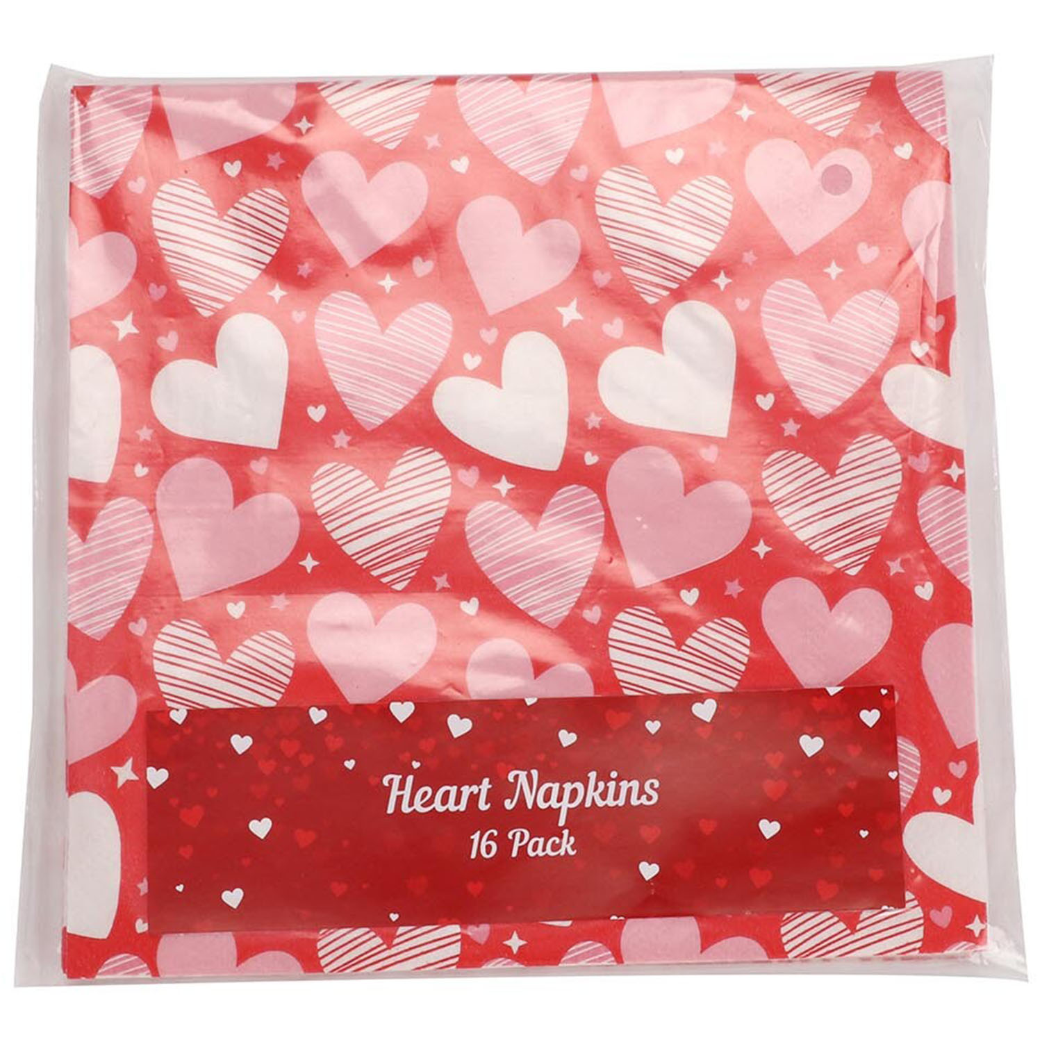 Pack of 16 Heart Napkins  - Red Image 1