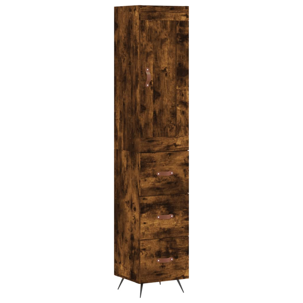 vidaXL Single Door 3 Drawer Smoked Oak Highboard Image 2