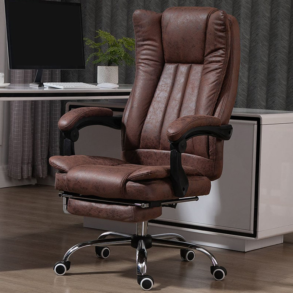 Portland Brown Microfibre Swivel Office Desk Chair Image 1