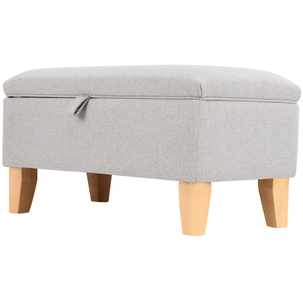 Living and Home Grey Linen Upholstered Storage Ottoman Image 4