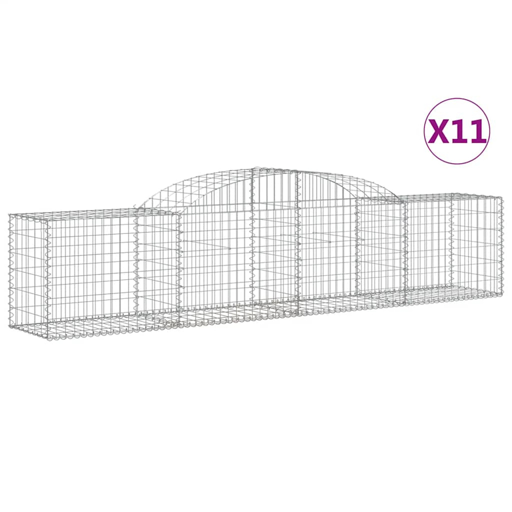 vidaXL Silver Galvanised Iron Arched Gabion Basket 300 x 50 x 60/80cm 11 Pack Image 4