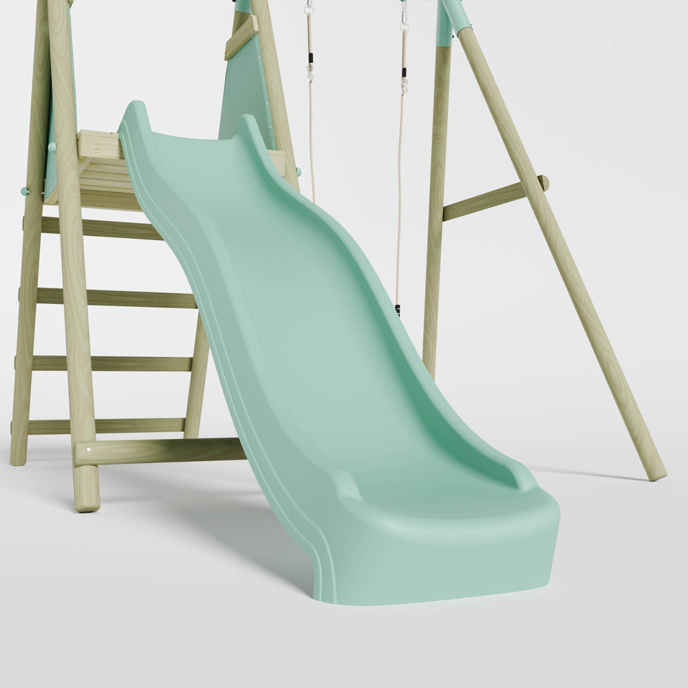 Mercia Wooden Round Pole Single Swing with Slide Image 7