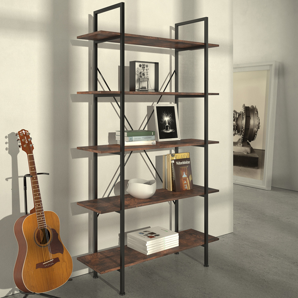 tectake Glasgow 5 Shelf Slim Ladder Shelving Unit Image 1
