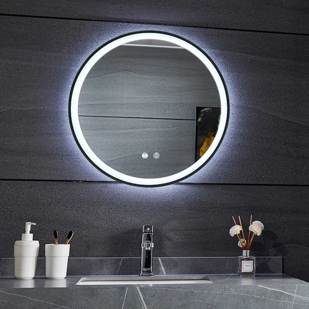 Living and Home White Framed Round LED Mirror Image 6