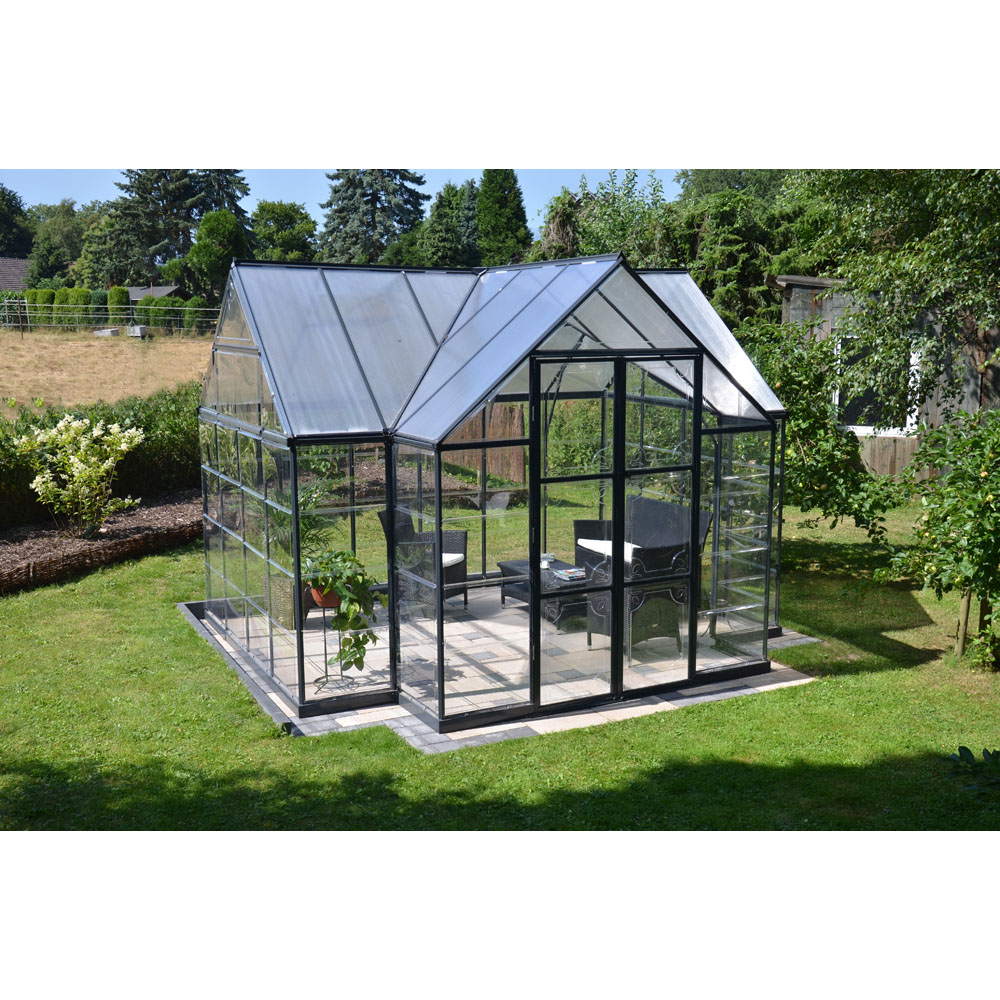 Palram Canopia Victory Orangery Grey Aluminium Polycarbonate 10 x 12ft Greenhouse Image 2