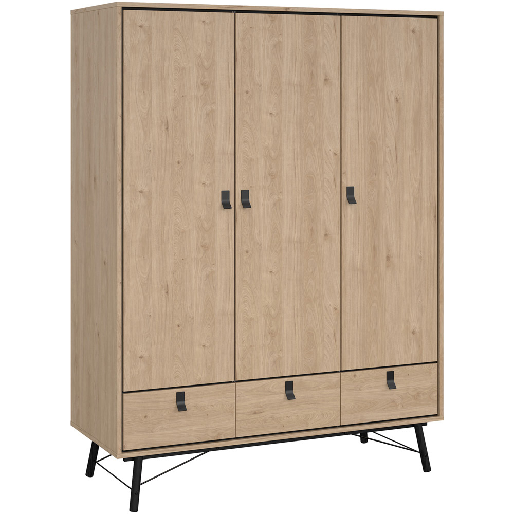 Florence Ry 3 Door 3 Drawer Jackson Hickory Oak Wardrobe Image 2