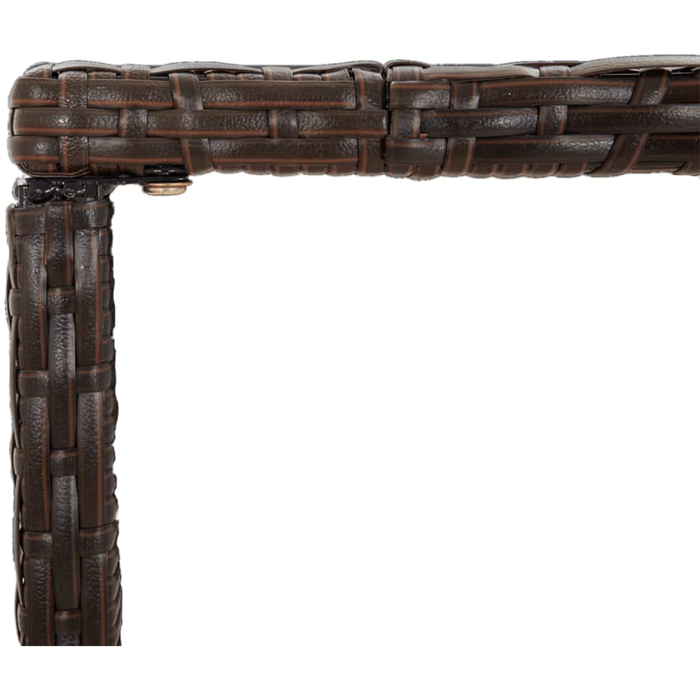 vidaXL Brown Polyrattan Glass Top Bar Table 110 x 70 x 110cm Image 4