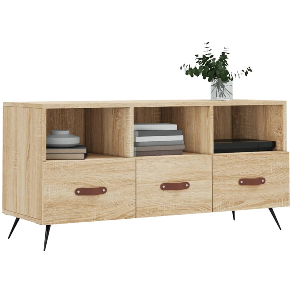 vidaXL 3 Drawer 3 Shelf Sonoma Oak TV Cabinet Image 3