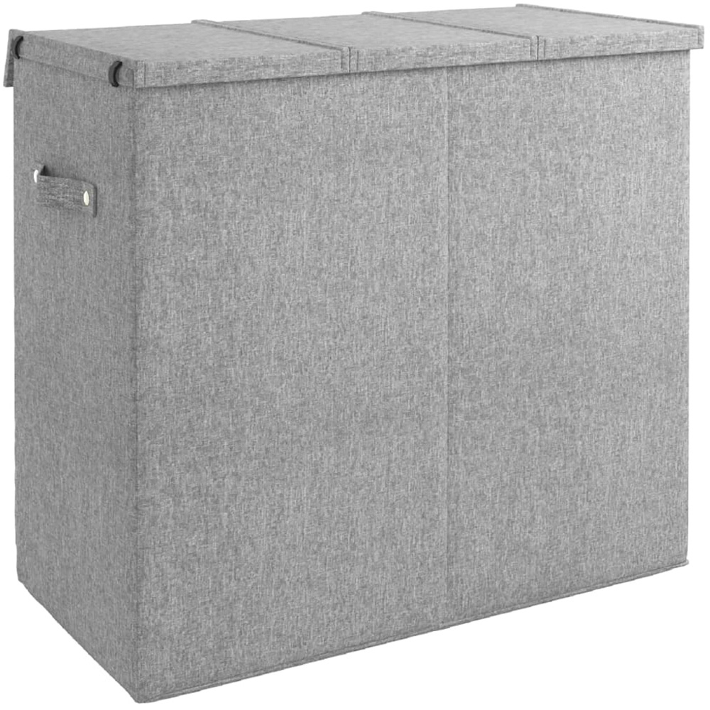 vidaXL Grey Faux Linen Foldable Laundry Hamper with 3 Mesh Bag 59 x 64.5 x 34.5cm Image 4