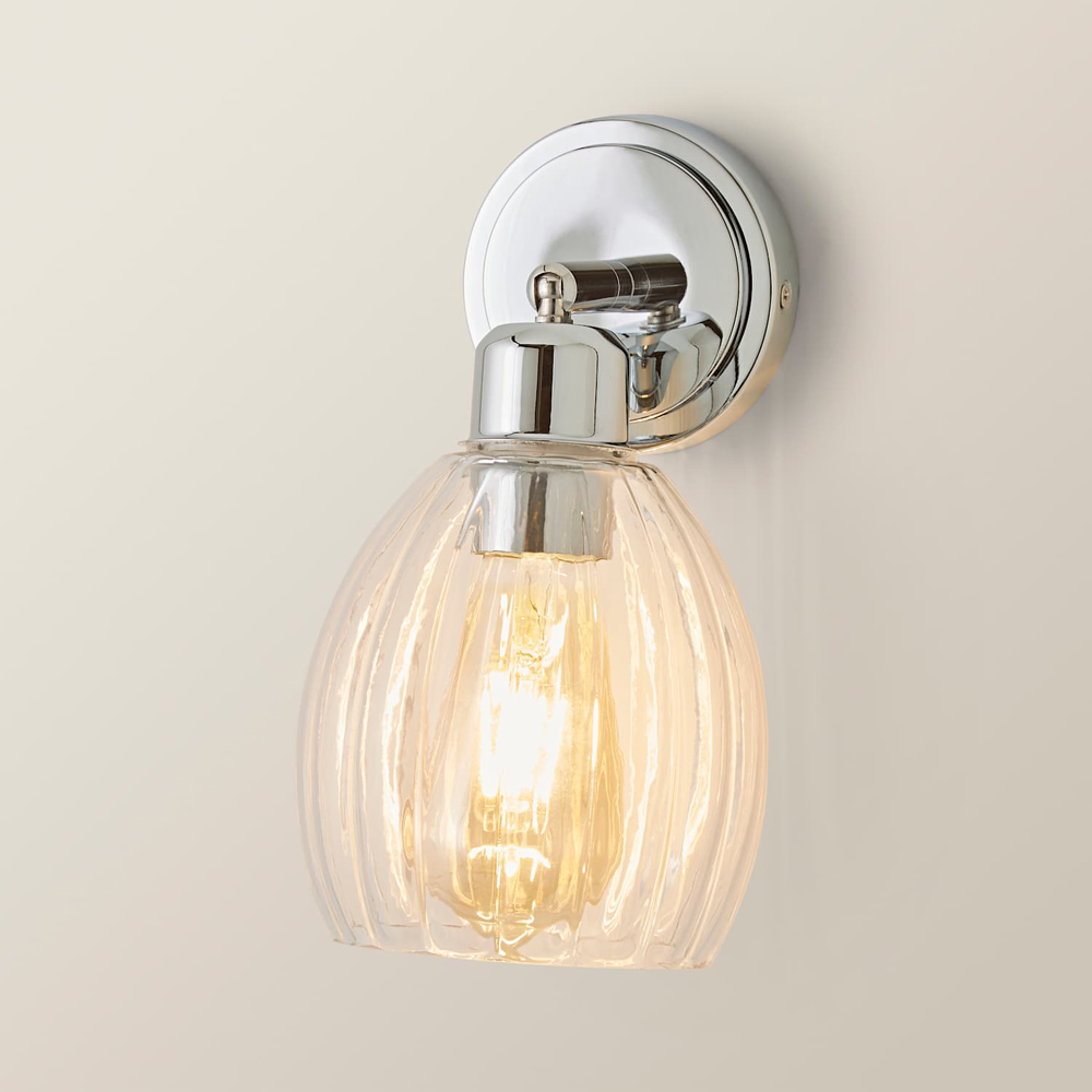 ValueLights Cheltenham Ribbed Shade Chrome Adjustable Wall Spotlight with Bulb Image 5
