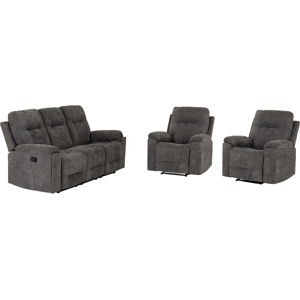 Seconique Guildford 5 Seater Recliner Grey Fabric Sofa Set Image 2