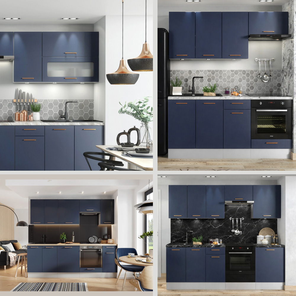 Impact Furniture Nora 2 Door 2 Shelf Dark Navy Eye Level Kitchen Oven Housing Unit 600mm Image 3