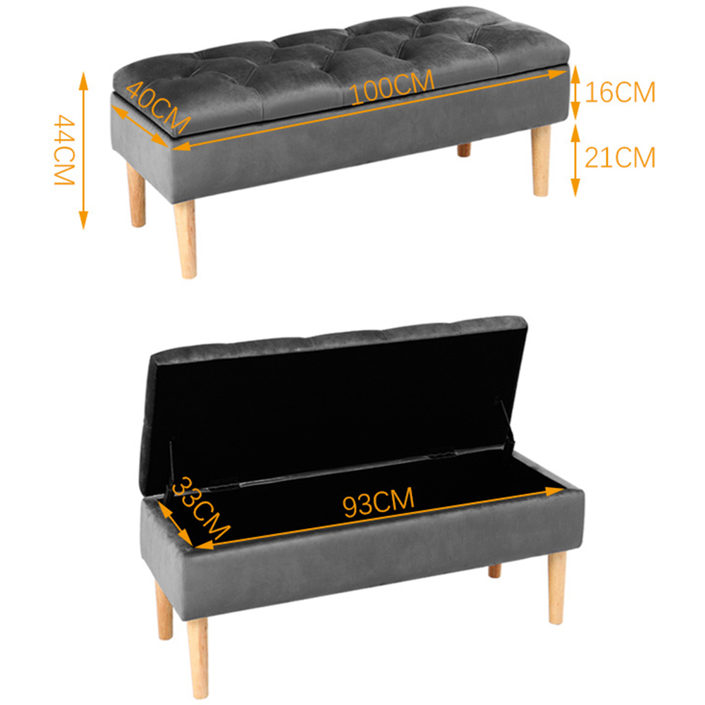 H&O Direct Velvet Storage Bench Image 5
