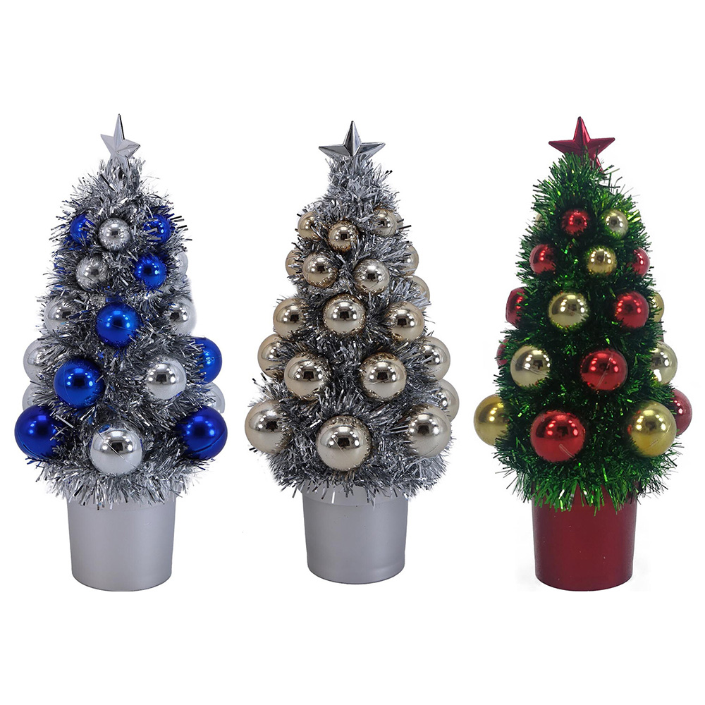 Single Tinsel Table Top Bauble Christmas Tree Decoration in Assorted styles Image 1