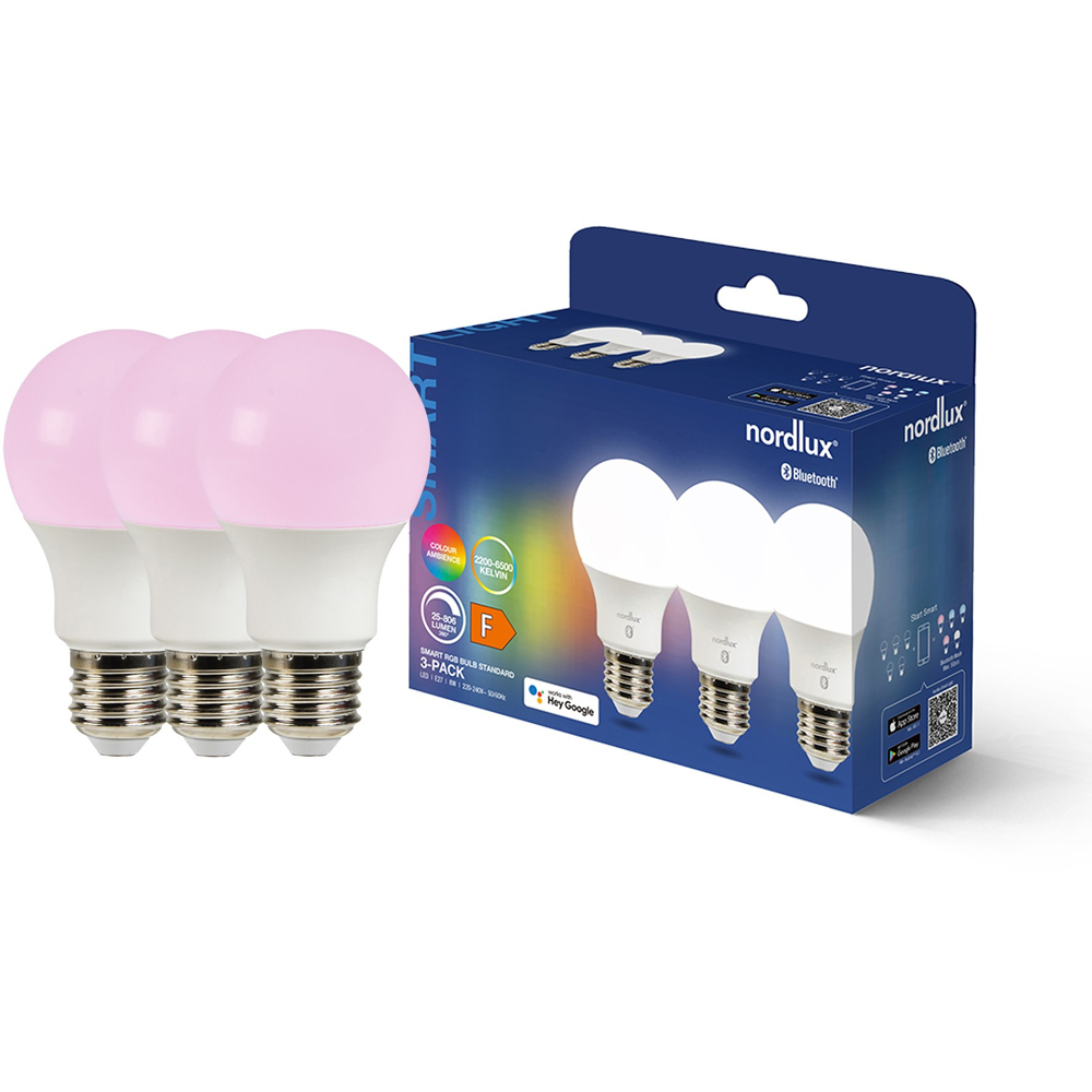 Nordlux Smart 3 Pack A60 E27 806 Lumen White Light Bulb Image 3
