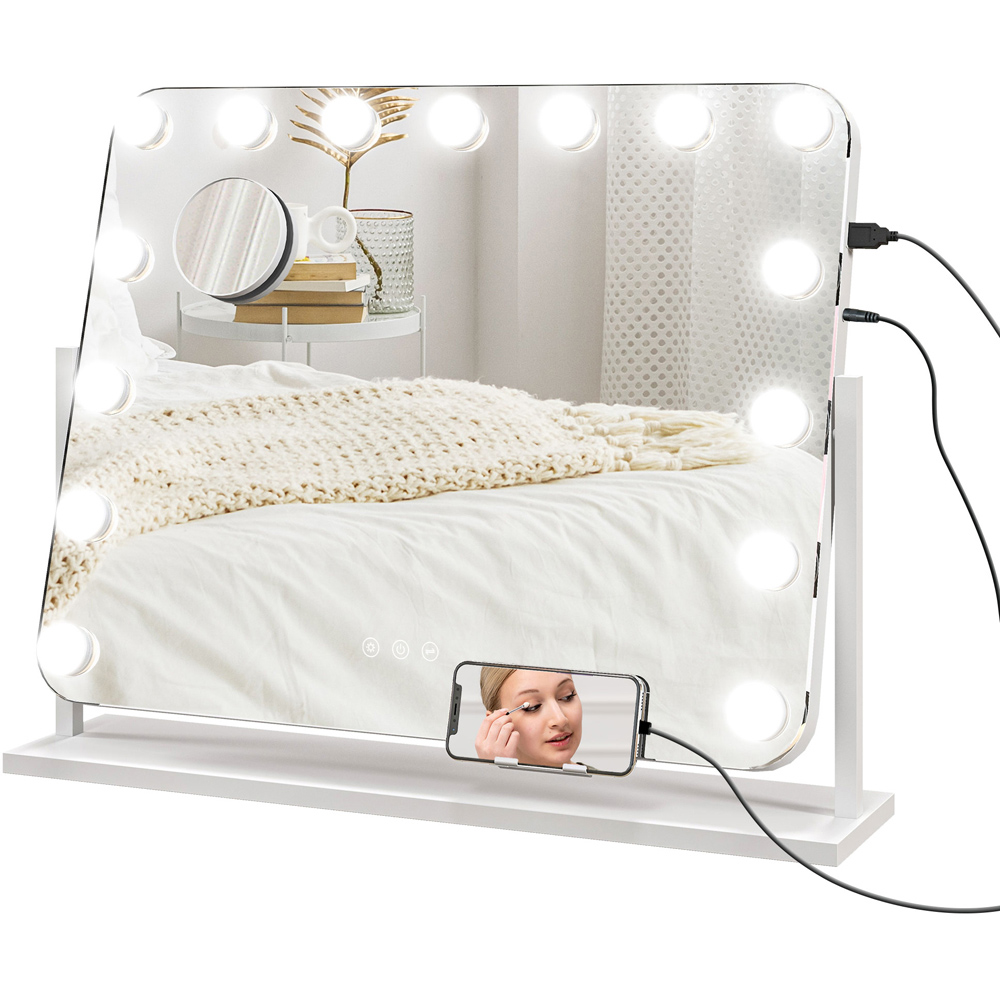 Portland Hollywood Dimmable LED Lighted Vanity Mirror with USB Port Image 1