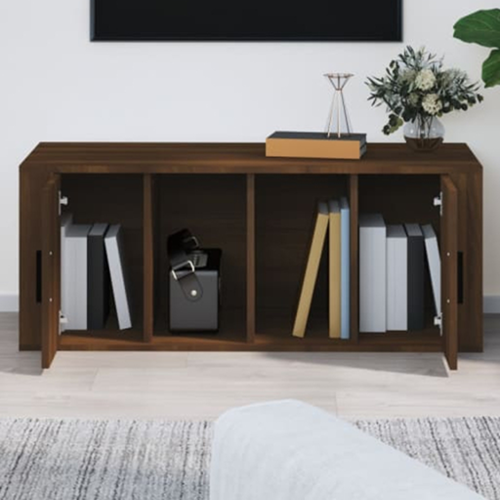vidaXL 2 Door 2 Shelf Brown Oak TV Cabinet Image 1