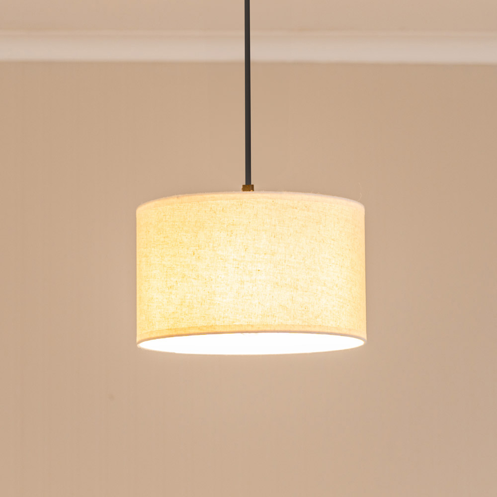 ValueLights Eva Natural Linen Small Drum Lamp Shade with White Trim Image 2