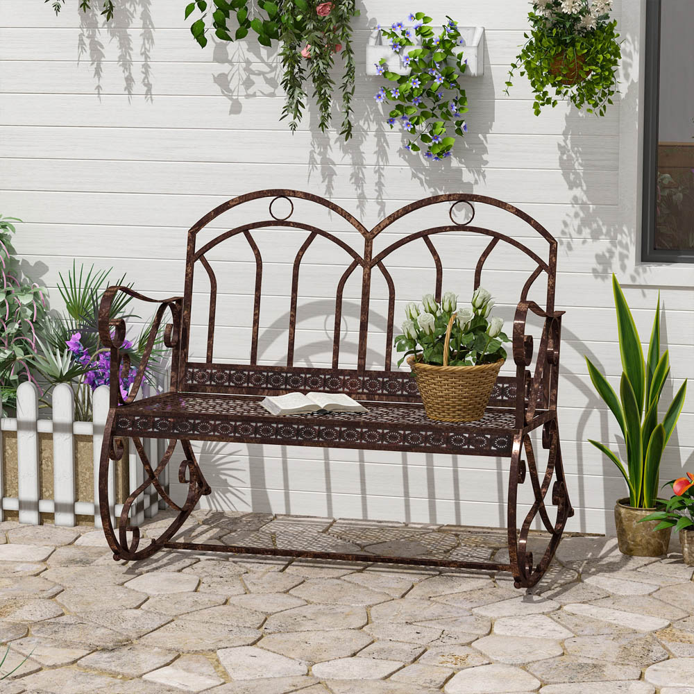 Outsunny 2 Seater Bronze Swing Chair with Canopy Image 4