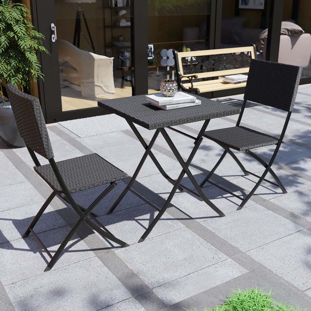 Garden Vida Capri Rattan Effect 2 Seater Bistro Set Black Image 1