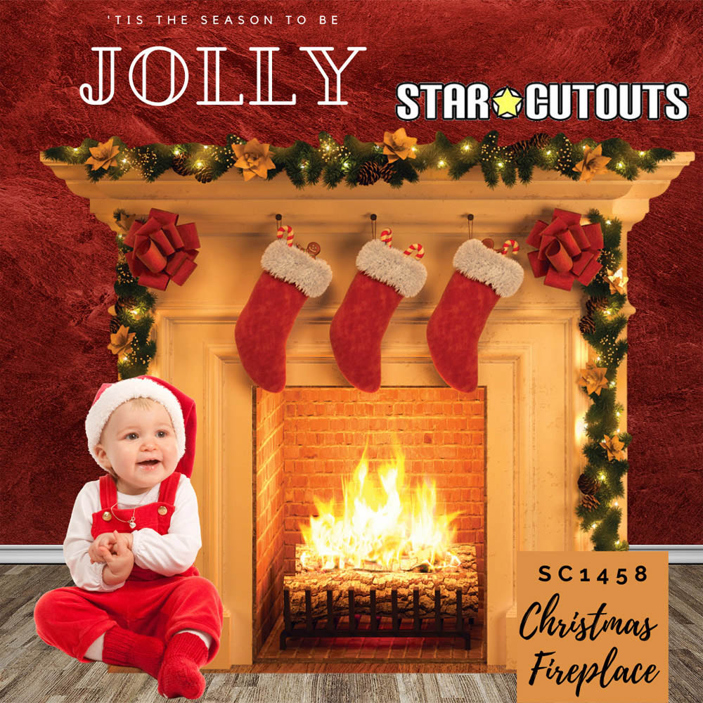 Star Cutouts Festive One Dimensional Fireplace Christmas Cardboard Cutout 3.4ft Image 4