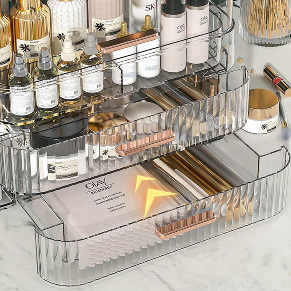 Living and Home 2 Drawer Clear Portable Cosmetic Organiser Image 3