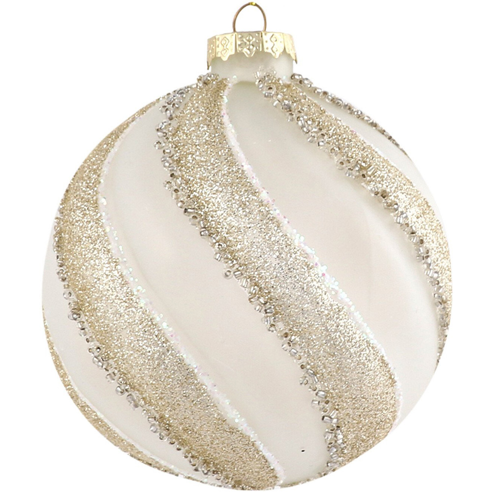 Royal Emerald Frosted Champagne Glittered Christmas Bauble Image