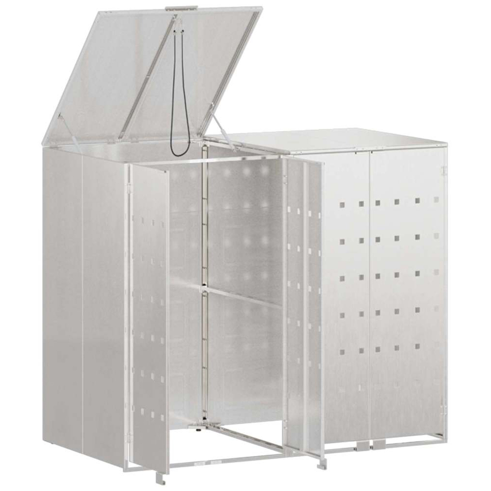 vidaXL Silver 2 Wheelie Bin Storage Shed Image 5