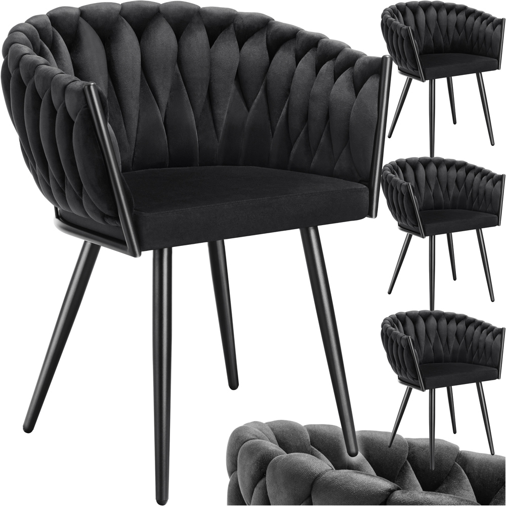 Tectake Astano Set of 4 Black Dining Chair Image 2