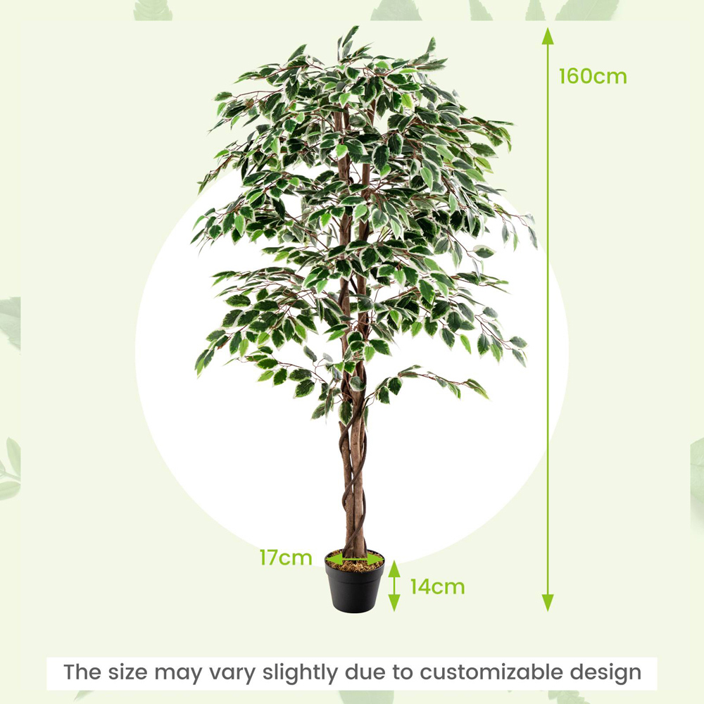 Costway Ficus Tree Indoor Artificial Plant In Pot 5.2ft Image 9