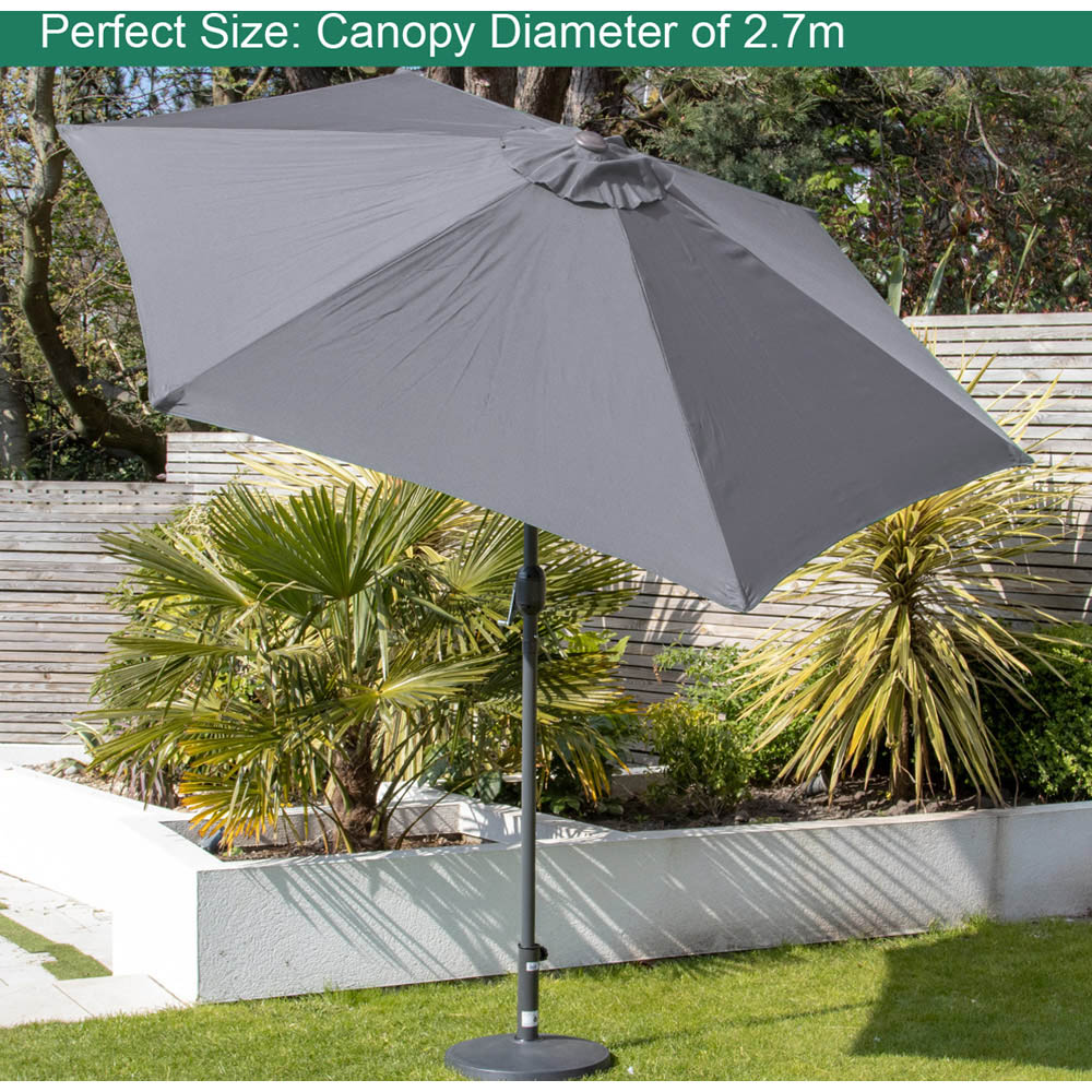 GardenKraft Charcoal 6 Ribs Crank and Tilt Parasol 2.7m Image 3