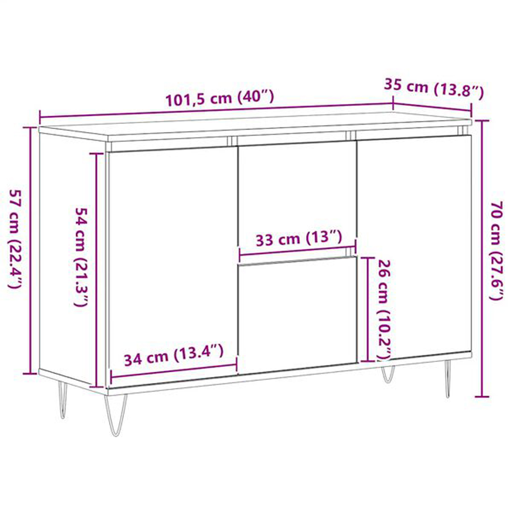 vidaXL 2 Door 2 Drawer White Sideboard Image 6