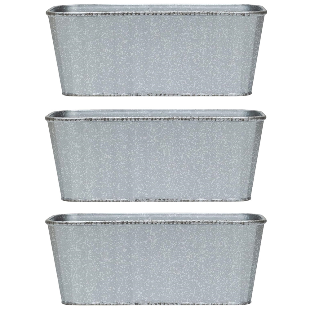 Garden Gear Trough Metal Effect Steel 38cm 3 Pack Image 1