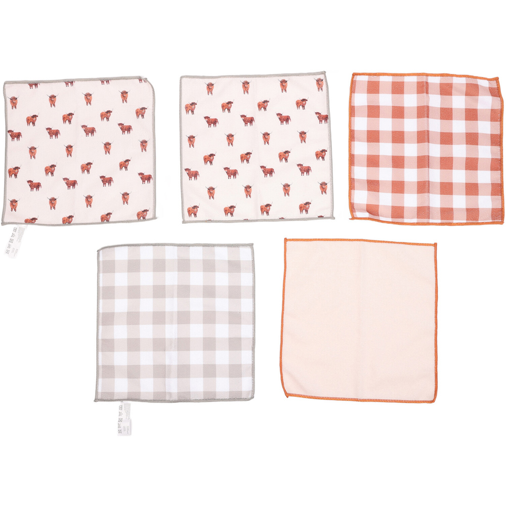 Pack of 5 Highland Cow Microfibre Cloths Image 2