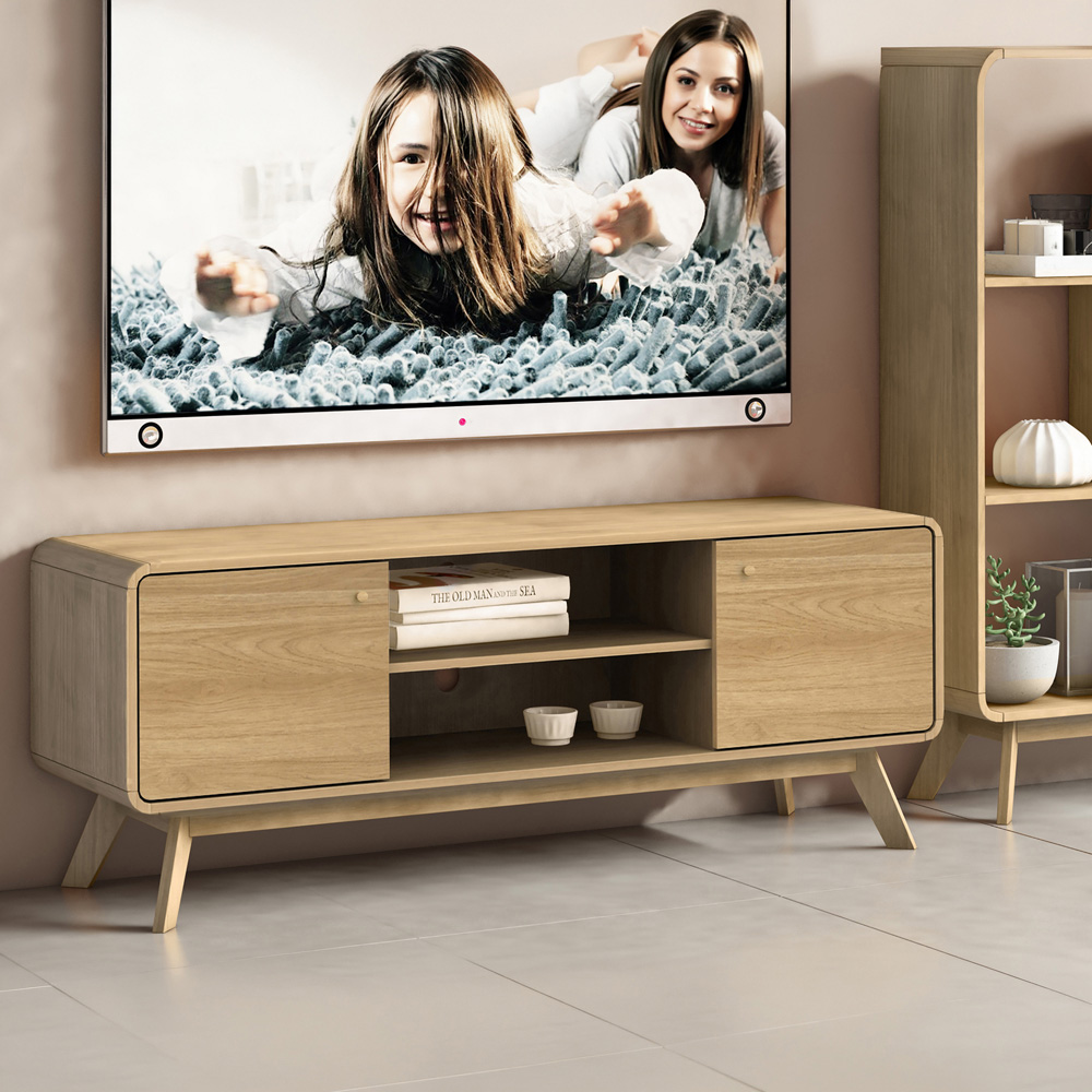 Loft24 Cassie 2 Door 2 Shelf Oak TV Stand Image 5