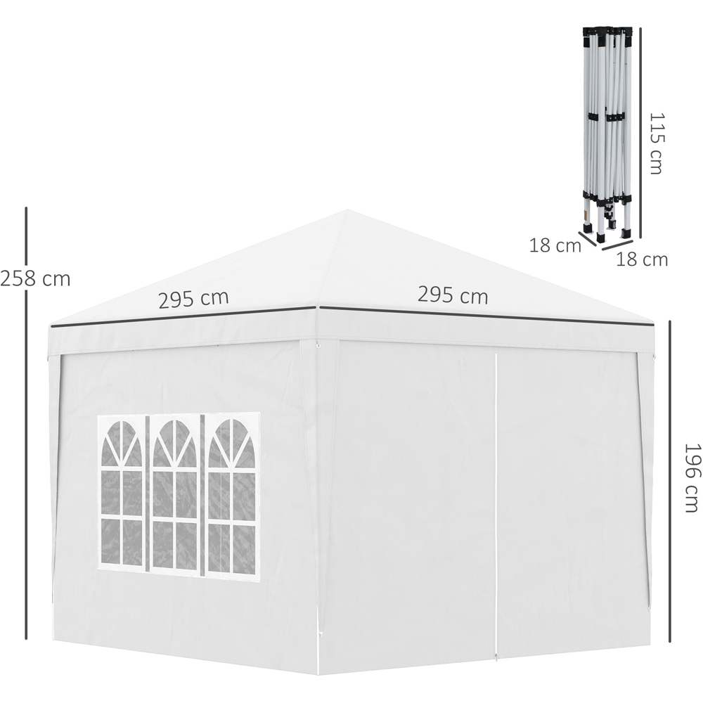 Outsunny 3 x 3m White Party Canopy Tent with Carry Bag Image 8