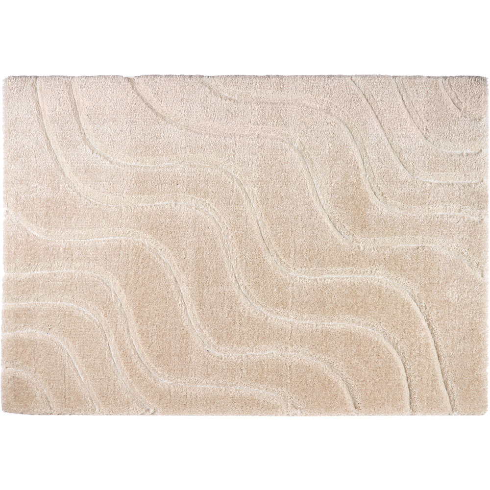 Origins Carved Wave Cream Soft Rug 160 x 170cm Image 1