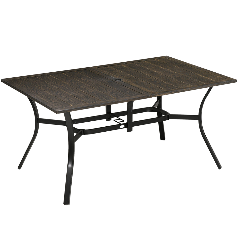 Outsunny 6 Seater Wood Effect Steel Garden Table Image 2